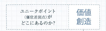 価値創造) ユニークポイント（優位差別点）がどこにあるのか?